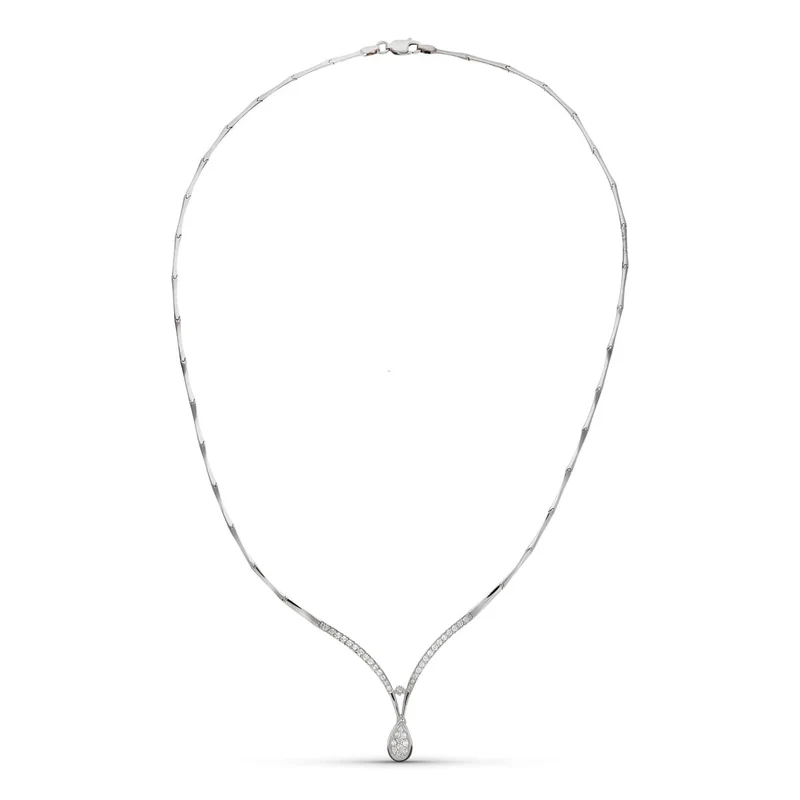 Collier or blanc 18 carats motif gouttes zircons – Or blanc 18 carats | Azuline