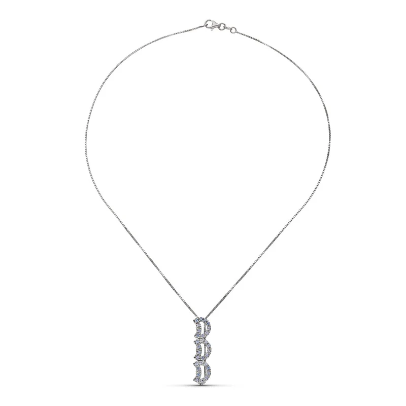 Collier or blanc 18 carats avec pendentif zircons – Or blanc 18 carats | Azuline