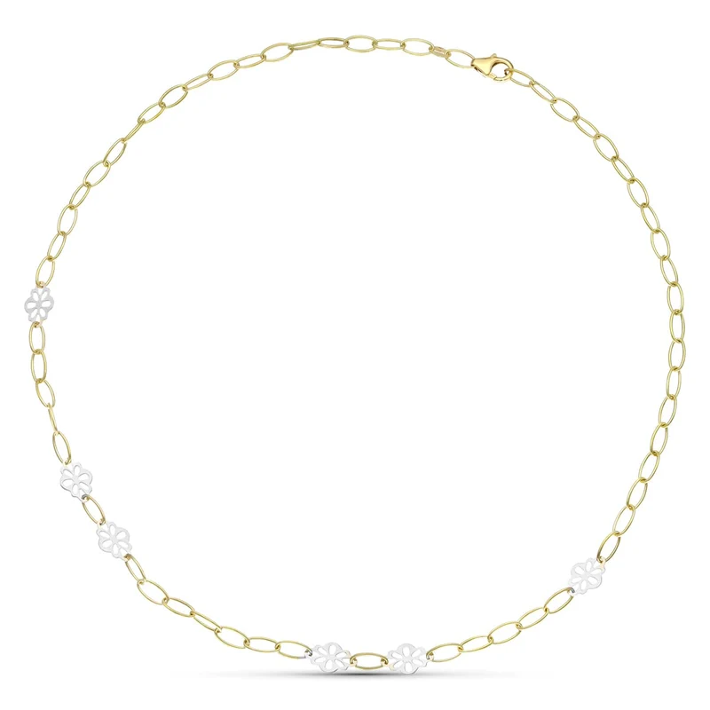 Collier or bicolore à motifs fleurs – Or 18 carats | Azuline