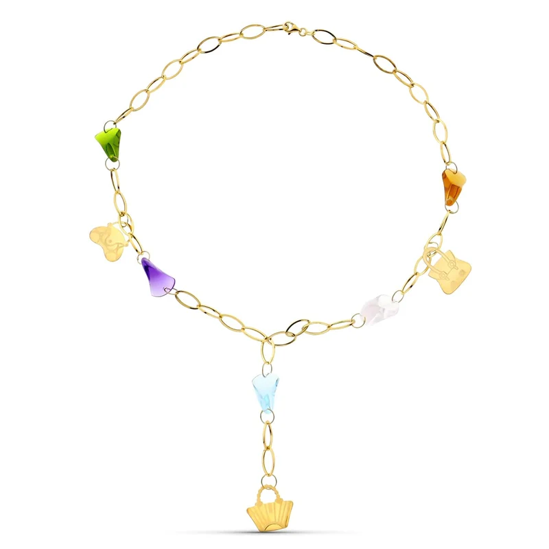 Collier motifs et pierres – Or jaune 18 carats | Azuline
