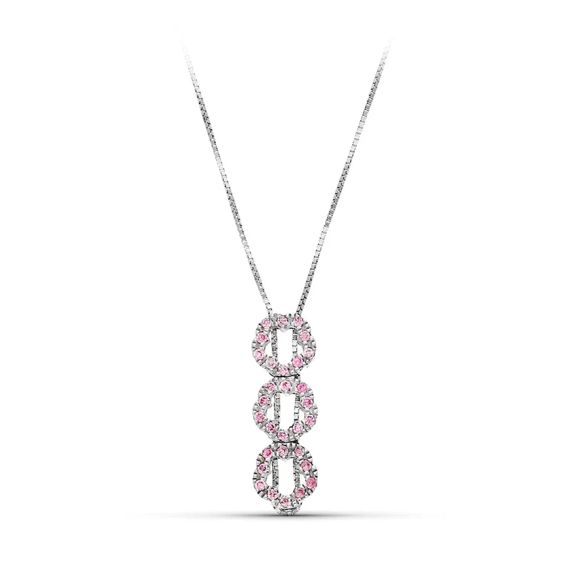 Collier or blanc 18 carats fleurs zircons – Or blanc 18 carats | Azuline