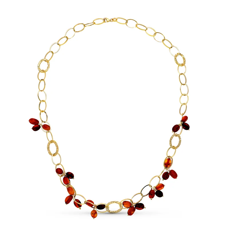 Collier chaîne perles couleur – Or jaune 18 carats | Azuline