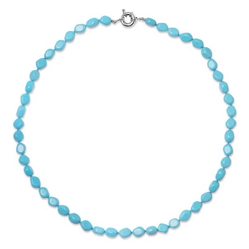 Collier turquoise chaine gaufrain – Or blanc 18 carats | Azuline