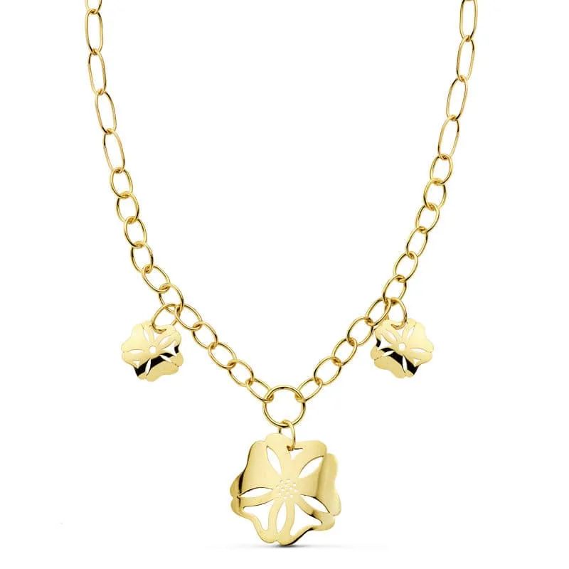 Collier chaîne et fleur ajourée – Or jaune 18 carats | Azuline