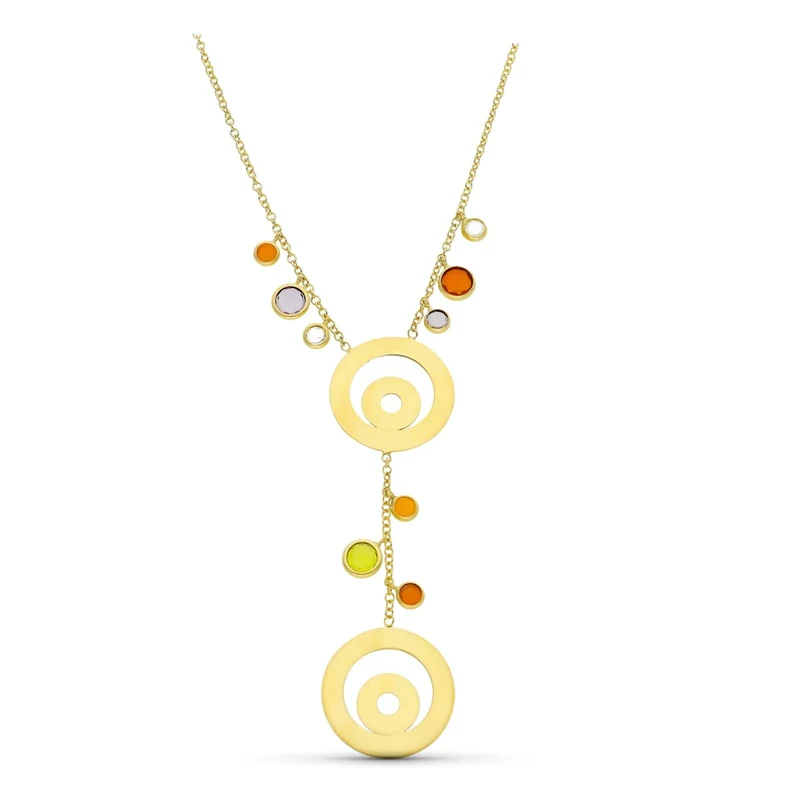 Collier cercles et pierres couleurs – Or jaune 18 carats | Azuline