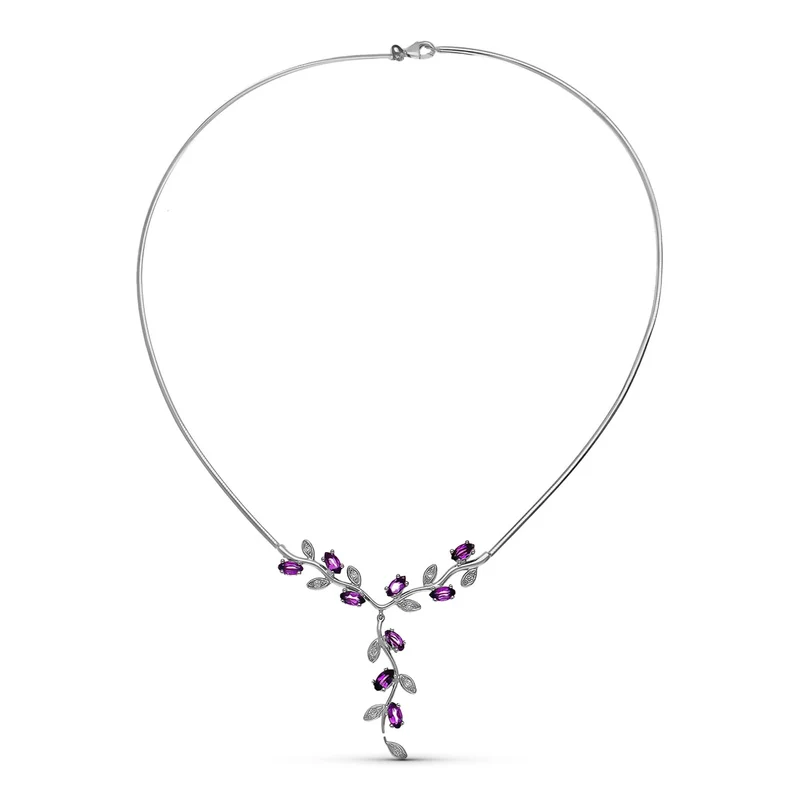 Collier motif branche avec oxyde de zirconium – Or blanc 18 carats | Azuline
