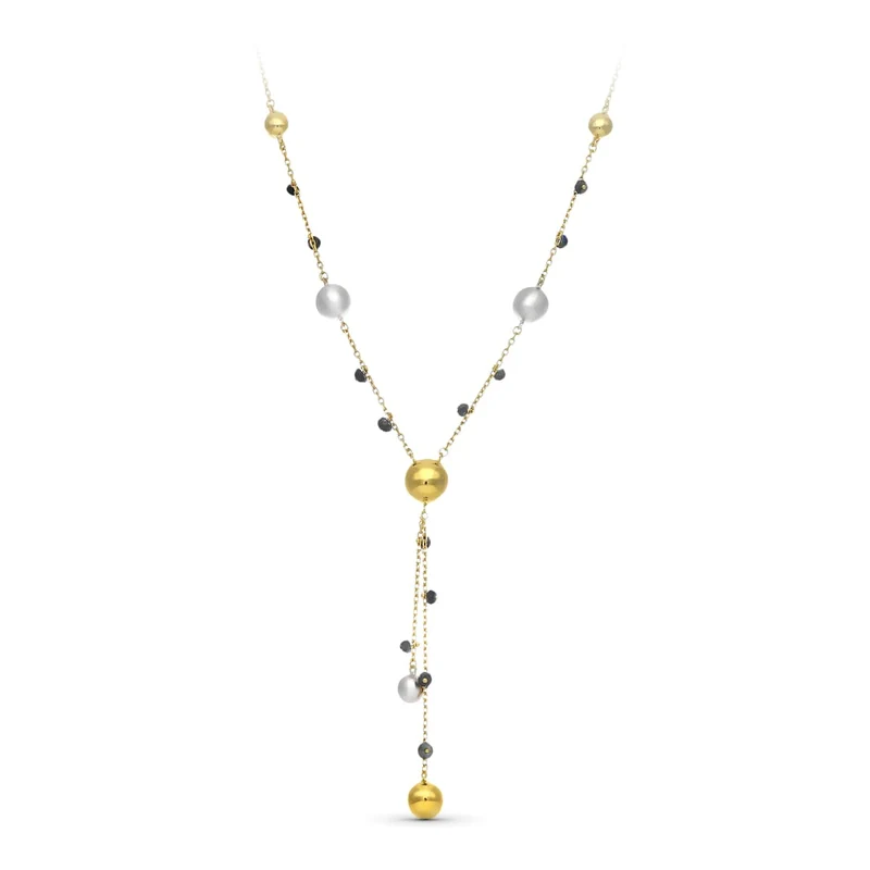 Collier boules et pierres – Or bicolore 18 carats | Azuline