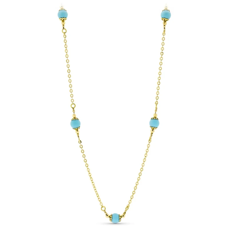 Collier boules turquoises – Or jaune 18 carats | Azuline