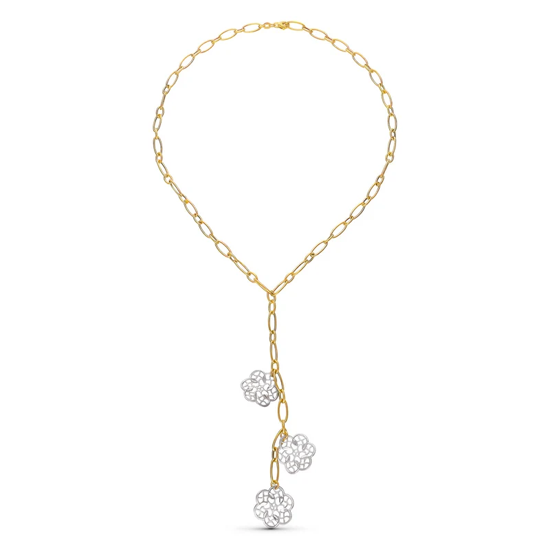 Collier bicolore fleurs – Or 18 carats | Azuline