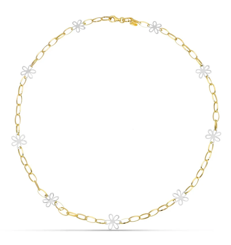 Collier bicolore fleurs – Or 18 carats | Azuline