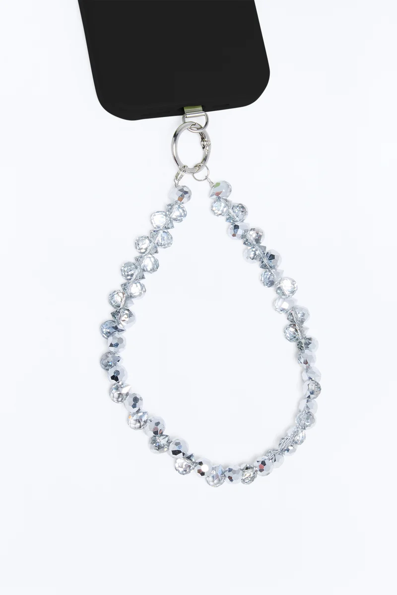 Beautiful Dream Rhinestone Beaded Phone Wristlet - Silver