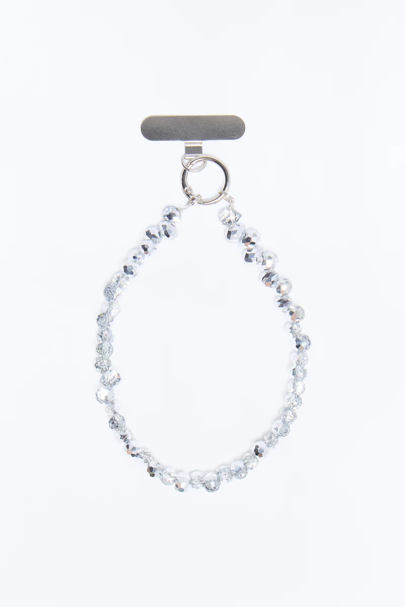 Beautiful Dream Rhinestone Beaded Phone Wristlet - Silver