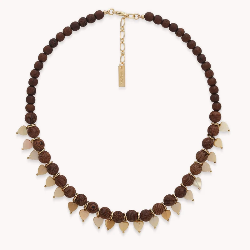 Collier Nature Bijoux Wild Heart Court Multipampilles Coeurs Nacre Dorée