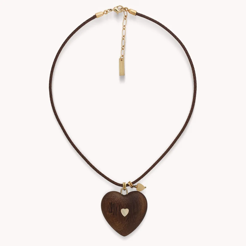 Collier Nature Bijoux Wild Heart Pendentif coeur bois