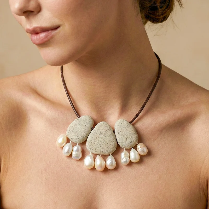 Collier Nature Bijoux Bora Bora Petit Plastron 3 Pendentifs