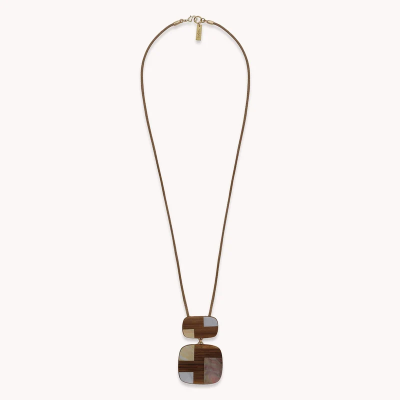 Collier Nature Bijoux Kamakura Long Pendentif 2 Éléments Bambou & Nacre