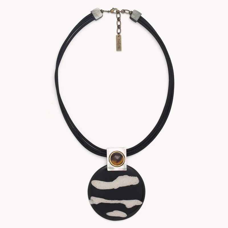 Collier Nature Bijoux Zebra Petit Pendentif Rond