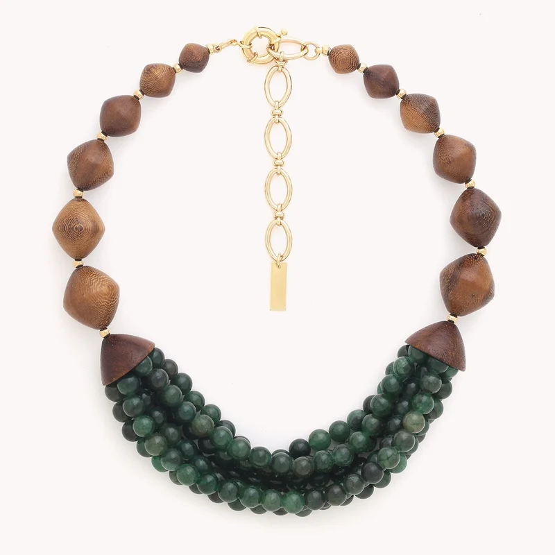 Collier Nature Bijoux Aventurine Plastron Multirangs Aventurine