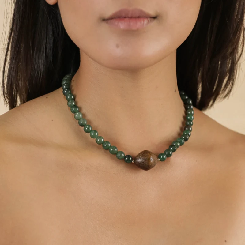 Collier Nature Bijoux Aventurine Court 1 Perle de Roblès