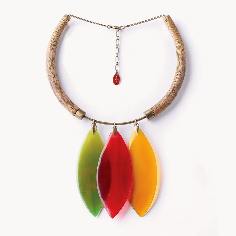 Collier Nature Bijoux Land Art Deux Éléments Bois
