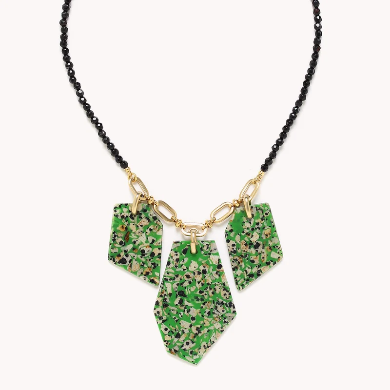 Collier Nature Bijoux Palazzo Plastron Terrazzo Vert
