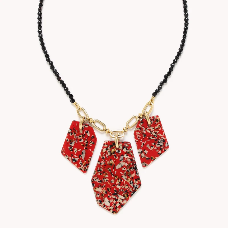 Collier Nature Bijoux Palazzo Plastron Terrazzo Rouge