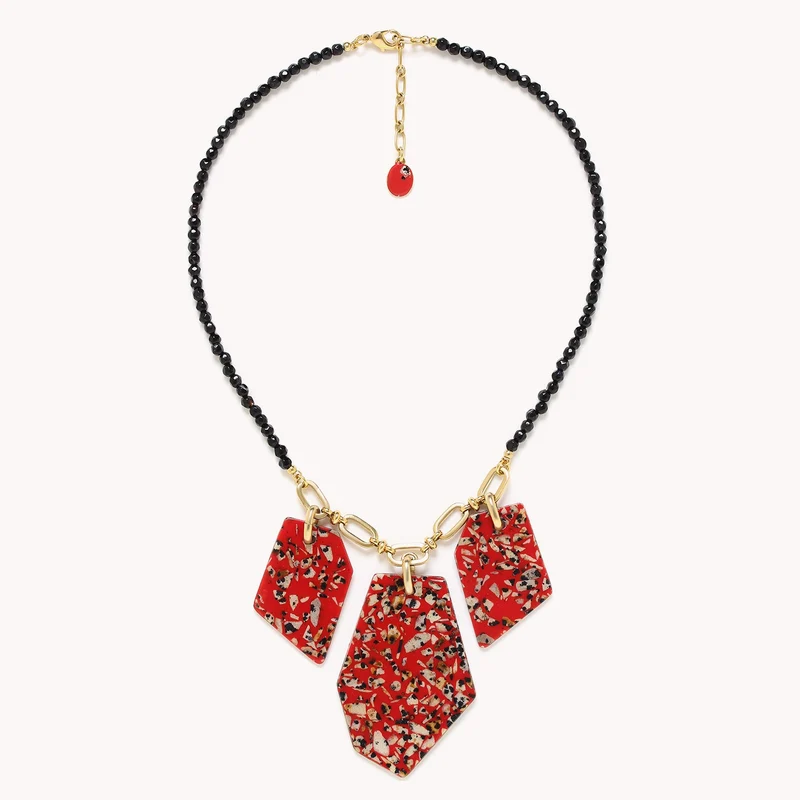 Collier Nature Bijoux Palazzo Plastron Terrazzo Rouge