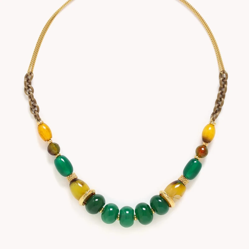 Collier Nature Bijoux Agata Verde Court Vert