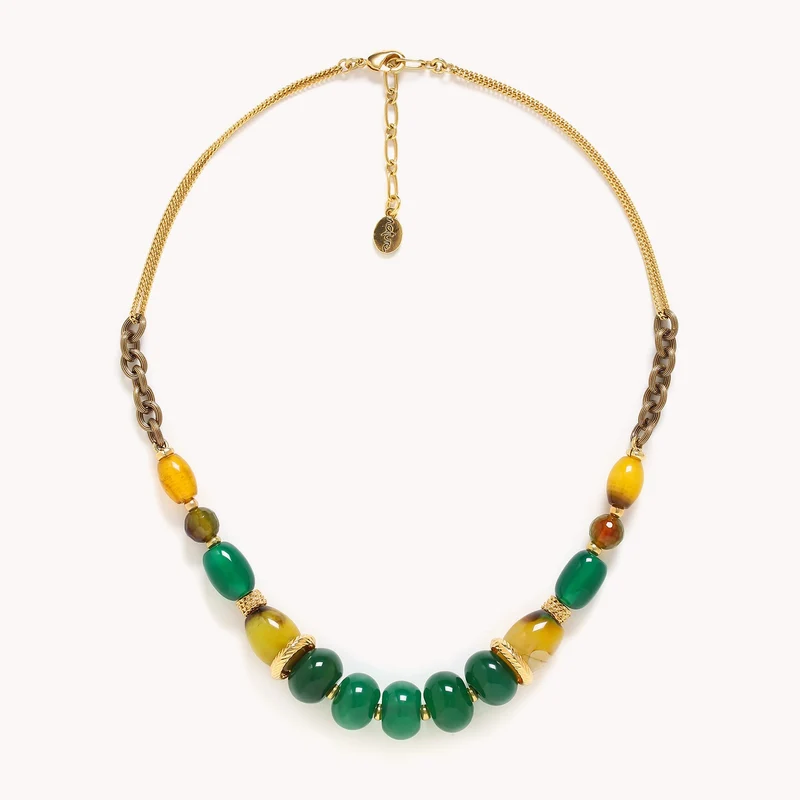 Collier Nature Bijoux Agata Verde Court Vert