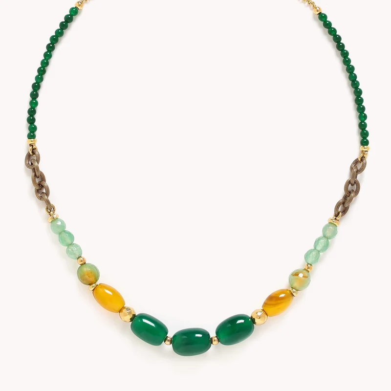 Collier Nature Bijoux Agata Verde Court Fin