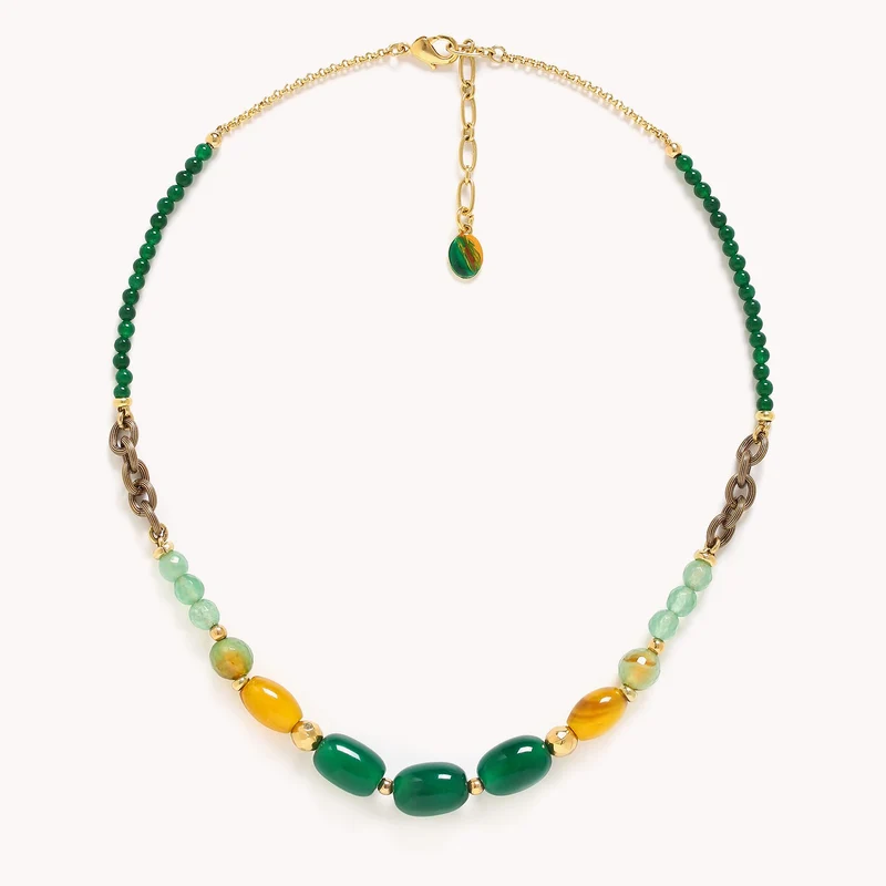 Collier Nature Bijoux Agata Verde Court Fin