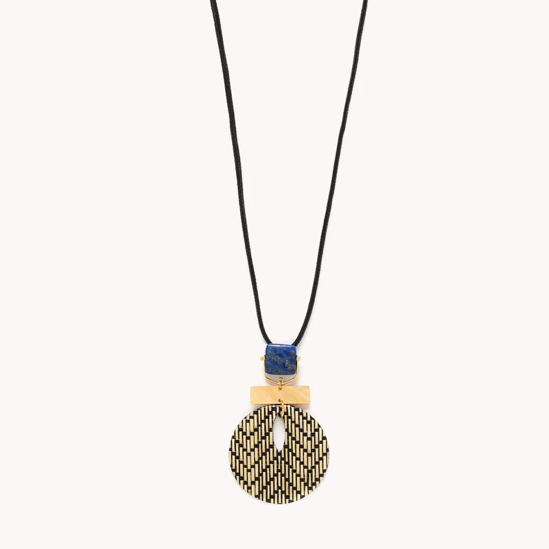Collier Nature Bijoux Madam Bogolan Long Pendentif