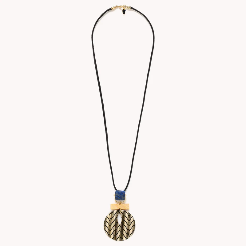 Collier Nature Bijoux Madam Bogolan Long Pendentif