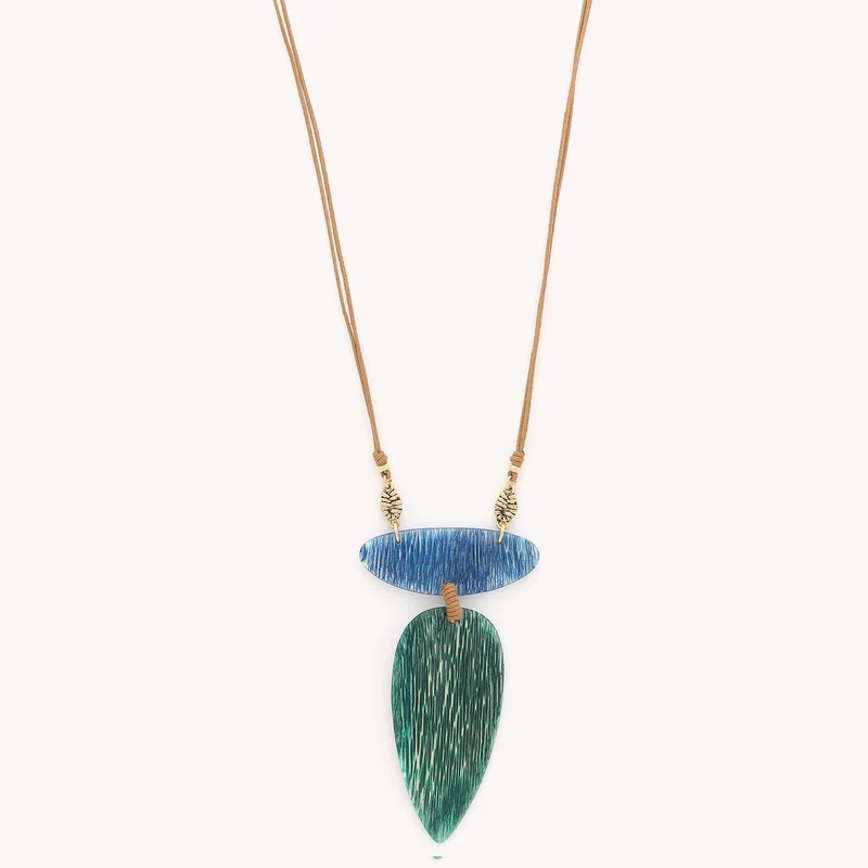Collier Nature Bijoux Linapacan Long Pendentif Fibre de Papayer
