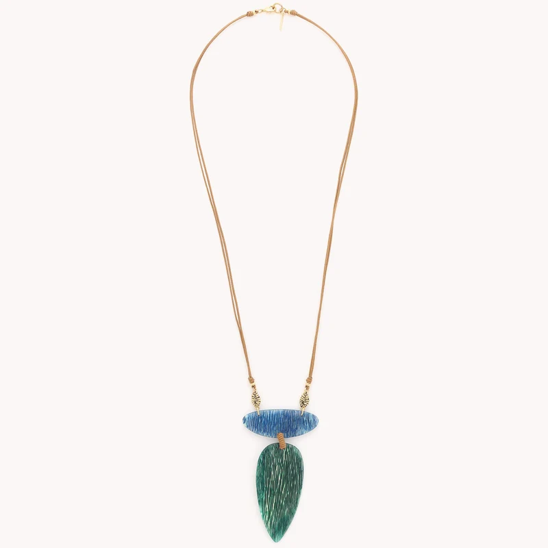Collier Nature Bijoux Linapacan Long Pendentif Fibre de Papayer