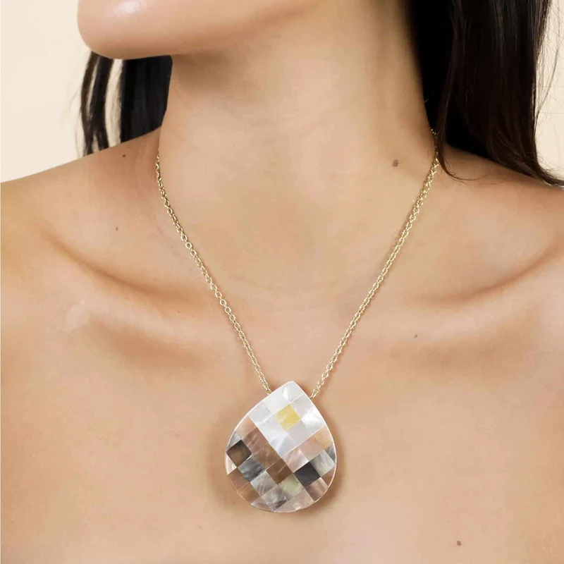 Collier Nature Bijoux San Lazzaro Pendantif Goutte Marqueterie