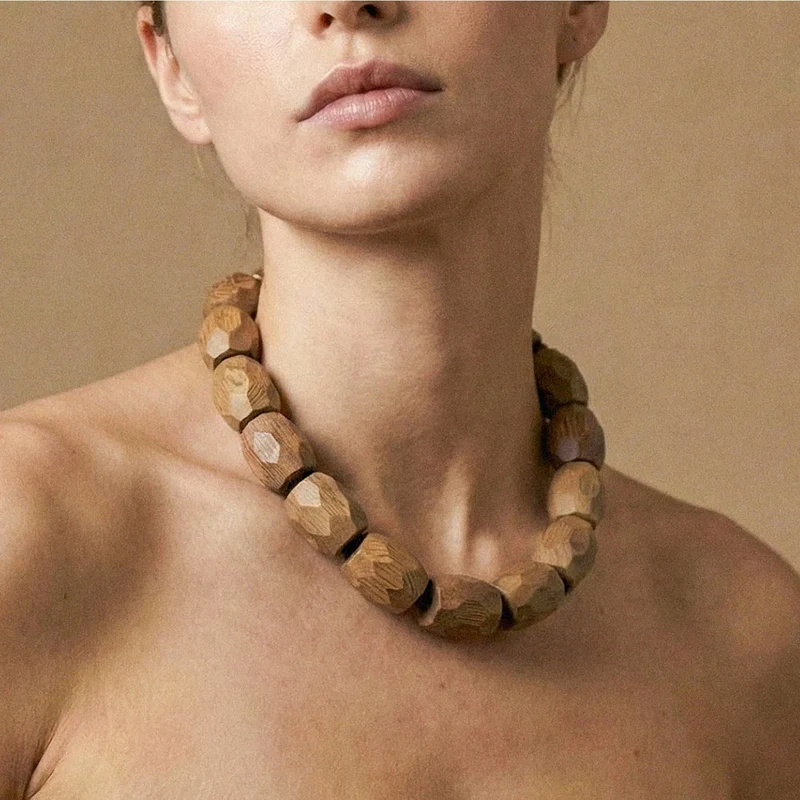 Collier Nature Bijoux Éditions Limitées Bois de Rose et Cuir Italien