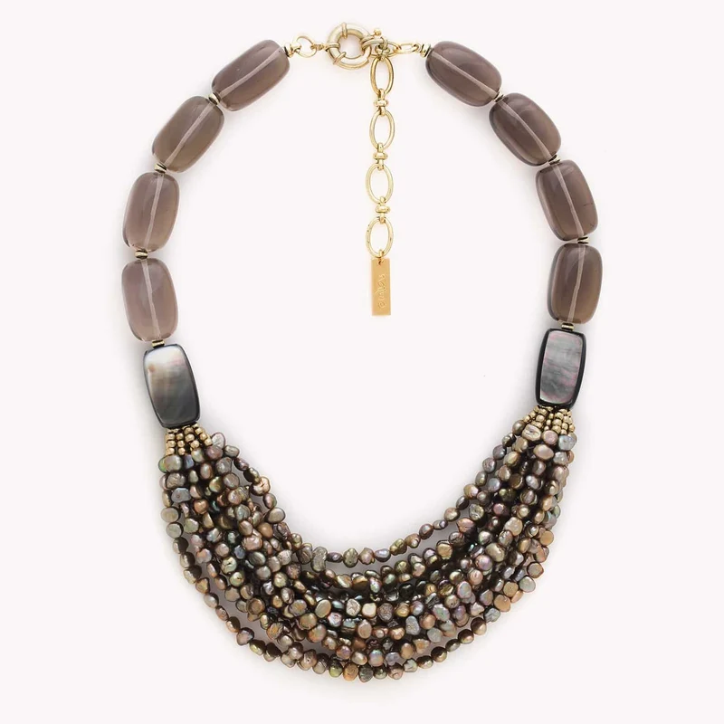 Collier Nature Bijoux L'ile Rousse Plastron Multirangs de Perles
