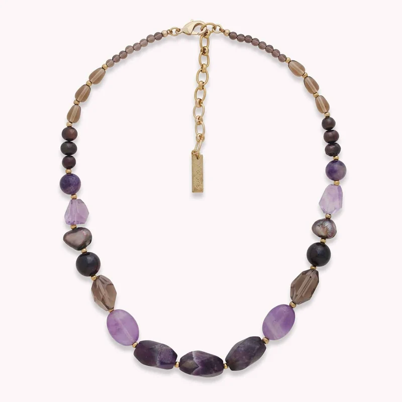 Collier Nature Bijoux Belle De Nuit Court Multi Matières