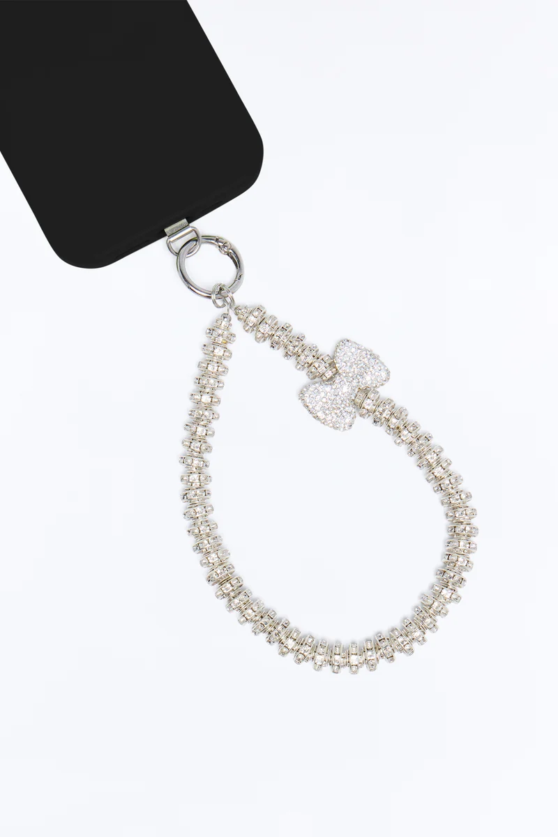 All The Shiny Things Rhinestone Phone Wristlet - Silver