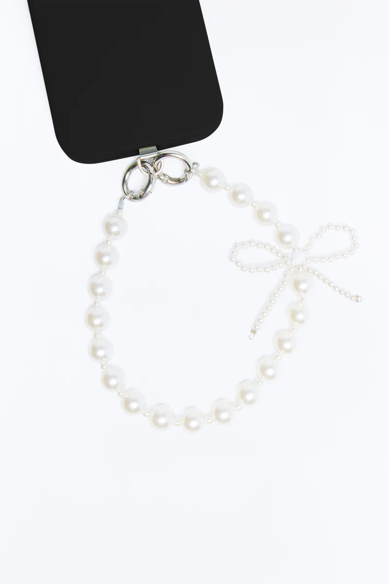 Bow Me Away Pearl Phone Wristlet - Ivory