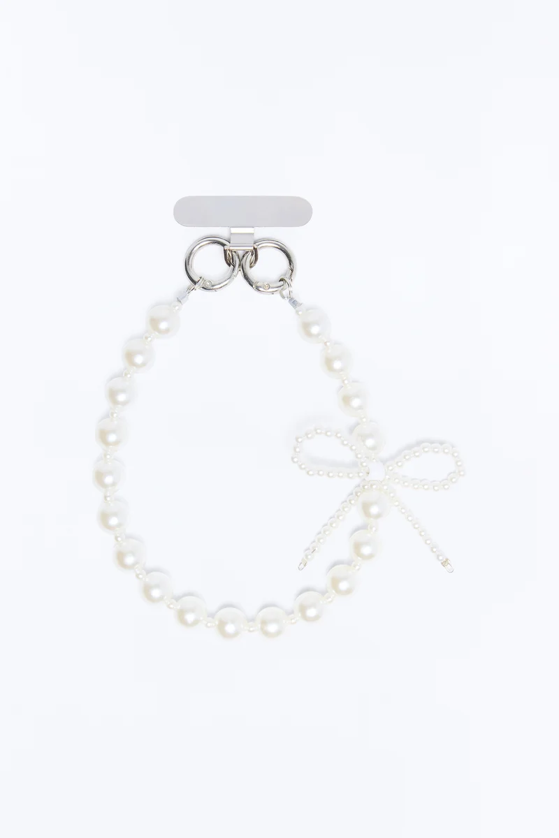 Bow Me Away Pearl Phone Wristlet - Ivory