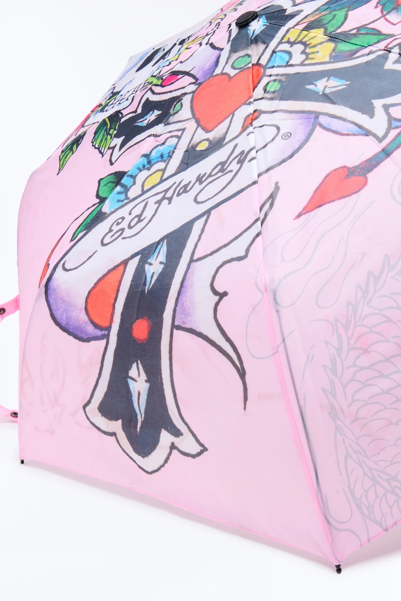 Ed Hardy Trust God Umbrella - Pink