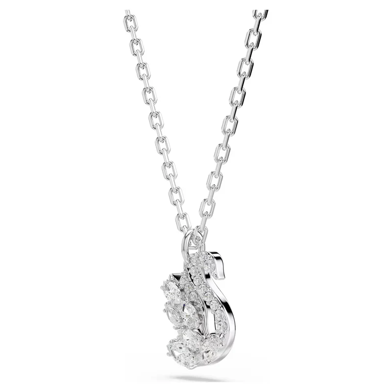 Pendentif Swarovski - Swan Pave - Blanc & Argenté