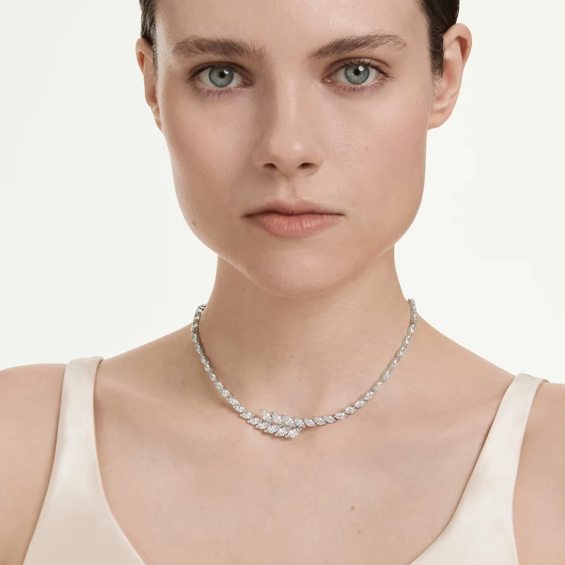 Collier Swarovski - Mesmera - Taille marquise - Superposé - Blanc & Argenté