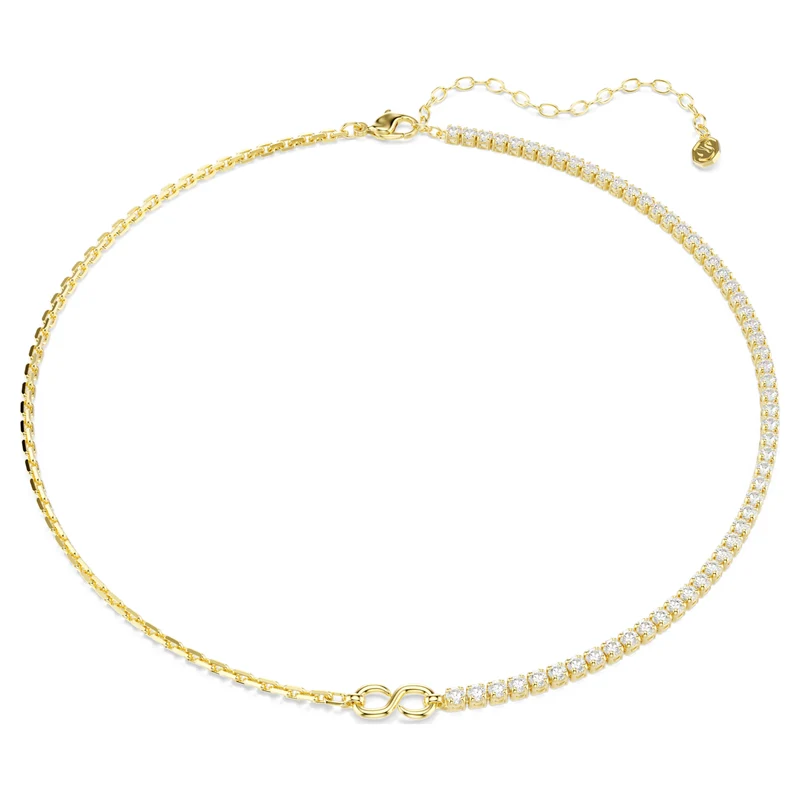 Collier Swarovski - Matrix - Taille ronde - Maillon en S - Blanc & Doré