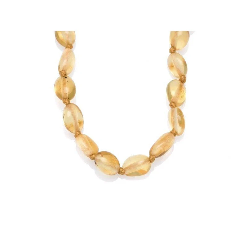 Ambre - Collier Bébé - Miel Olive - Taille Ovale