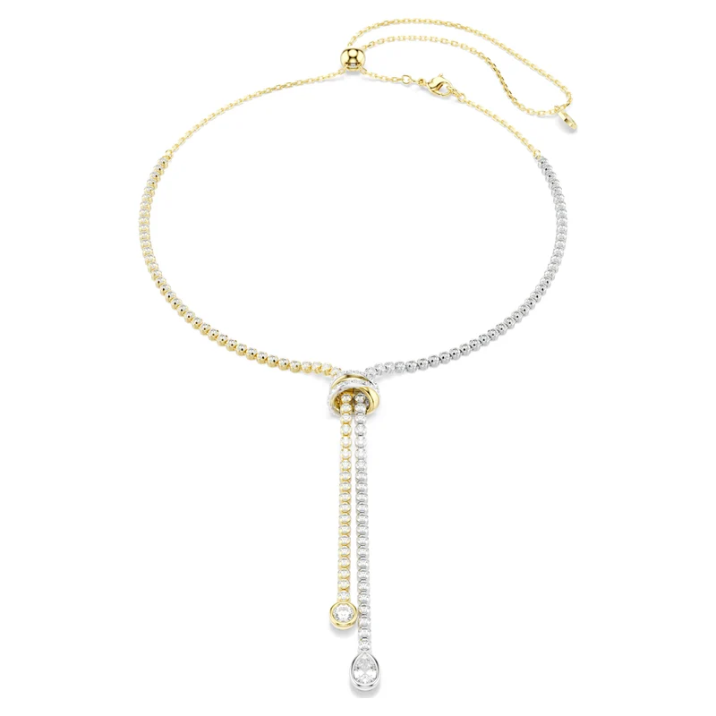 Collier Swarovski - Hyperbola - Taille ronde Nœud - Longueur ajustable - Blanc & Argenté