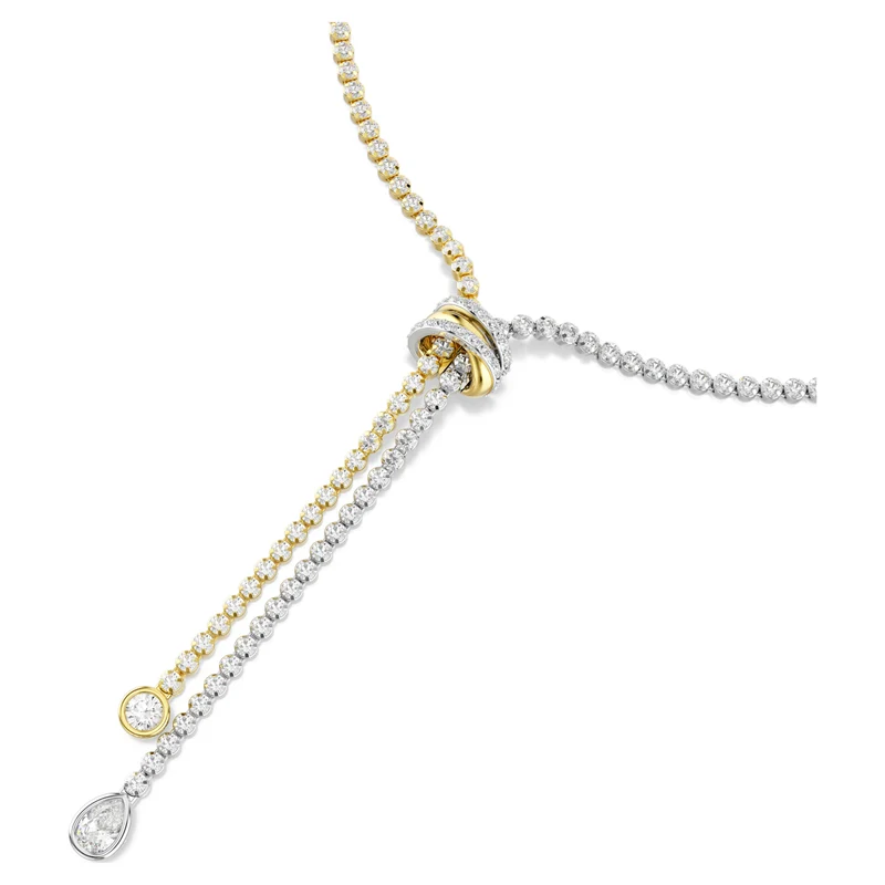 Collier Swarovski - Hyperbola - Taille ronde Nœud - Longueur ajustable - Blanc & Argenté
