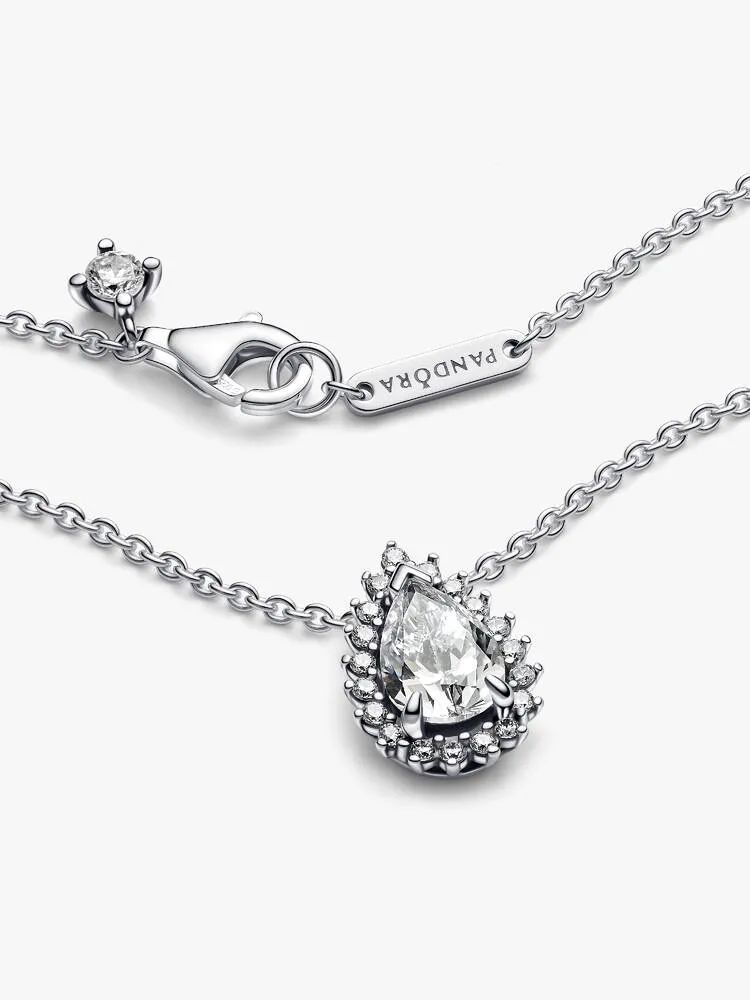 Collier Halo Poire Scintillante Argent | Pandora
